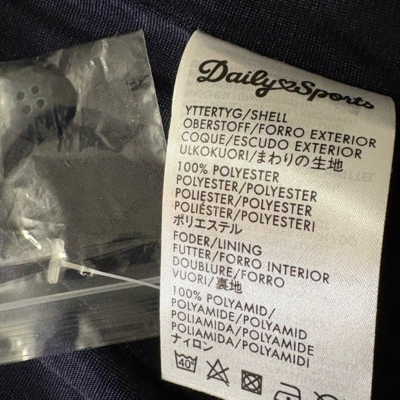 Daily Sports Navy Diamond/Heart Quilted Jacket with White Trim, Back Cinch Belt - Picture 10 of 16